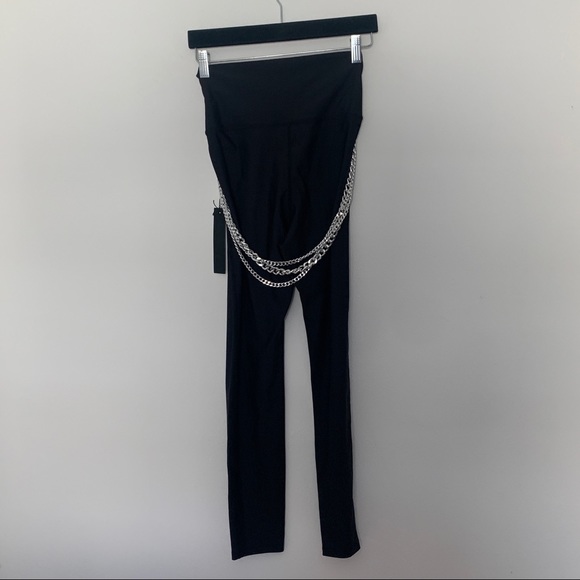 New *RARE* Carbon38 High Rise Full Length Legging With Chain Belt In Black Large - Picture 8 of 10